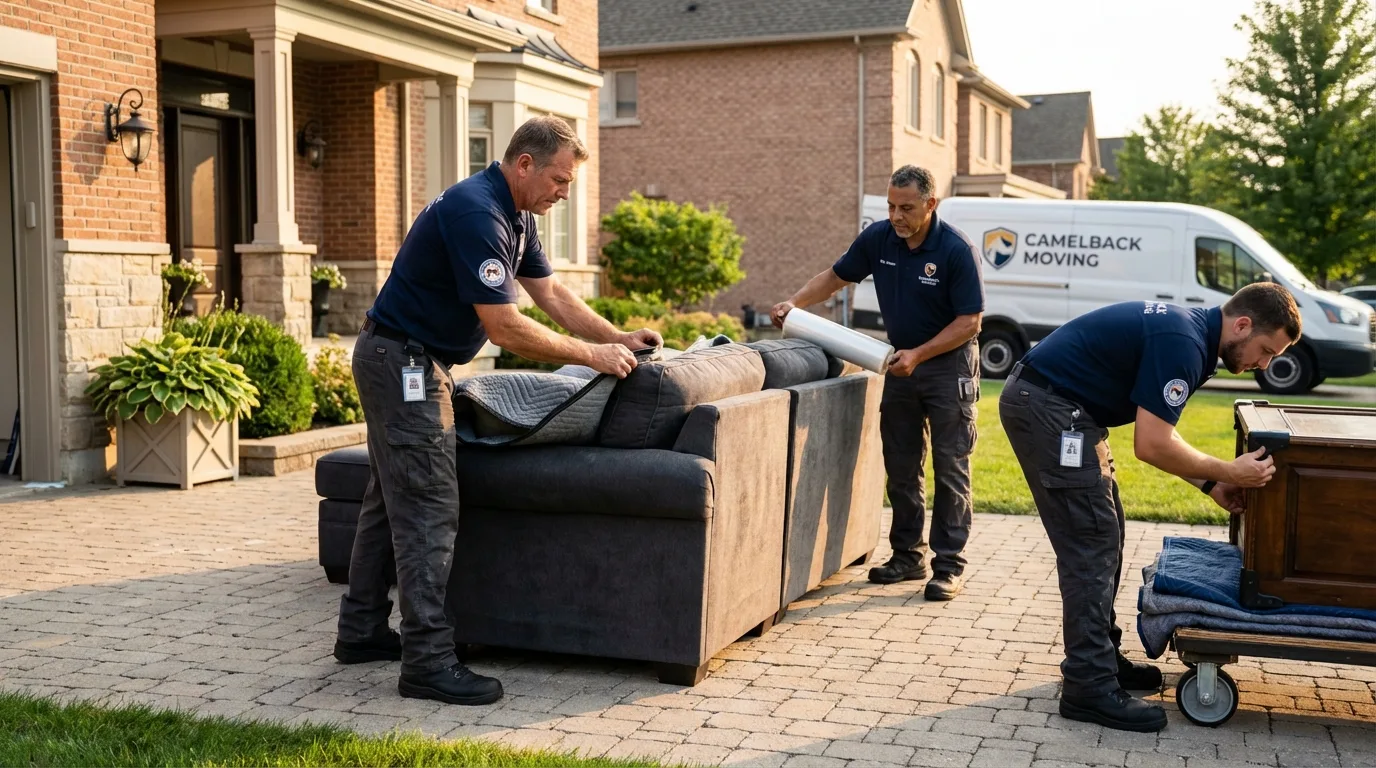 Large estate moving crew wrapping furniture in Cockeysville, MD